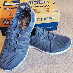 Skechers Blue Sneakers with Breathable Upper and Elastic Lacing